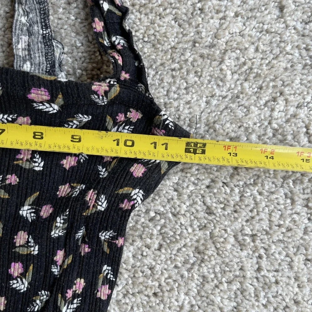 Billabong Dress Womens S Black Floral Square Neck Knit Sundress Fit & Flare